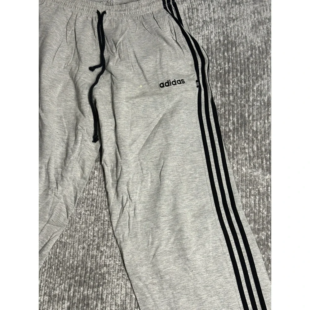 Men's Adidas Essentials 3-Stripes Cotton Joggers Pants Gray Black Sz XXL
